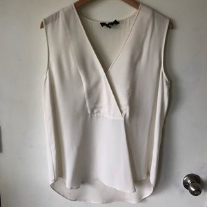 Theory 100% Silk Cream Sleeveless Blouse Medium